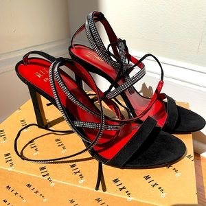 BRAND NEW! size 10 - Strappy black open toe high heels - Mix no.6